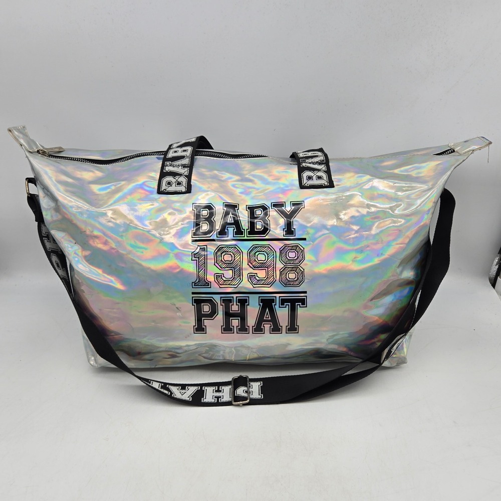 Vintage Baby Phat Duffle Bowler Bag Handbag Tote Holographic Vinyl Spellout 90's
